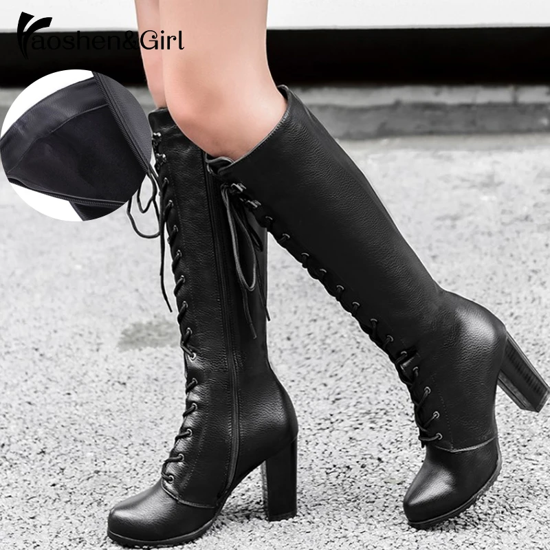 Haoshen&Girl PU Leather Women Knee Boots Riding Casual Lace Up Zipper Winter Thick High Heels Boots Botas Footwear Size 34-43
Haoshen&Girl PU Leather Women Knee Boots Riding Casual Lace Up Zipper Winter Thick High Heels Boots Botas Footwear Size 34-43