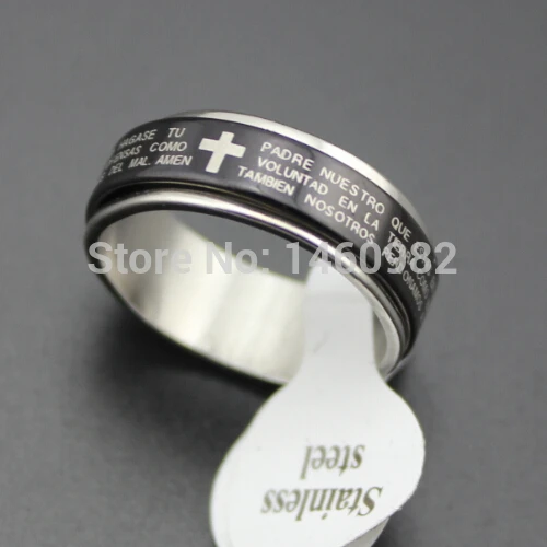 Cool Men Women's Black Silver Tone Stainless Steel Spanish Cross Bible Scripture Rotating rings Gift YR51
Cool Men Women's Black Silver Tone Stainless Steel Spanish Cross Bible Scripture Rotating rings Gift YR51