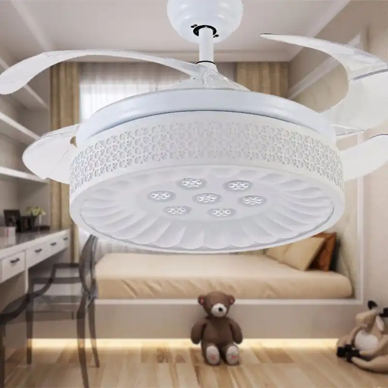 Snow White Hidden Blades Led Ceiling Fan Light Y4213 Ceiling Fan