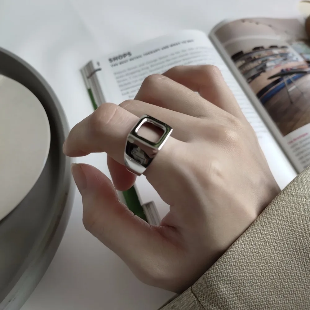 Vintage Handmade minimalism women's ring hollowed square silver irregular industrial punk top quality open rings for ladies
Vintage Handmade minimalism women's ring hollowed square silver irregular industrial punk top quality open rings for ladies