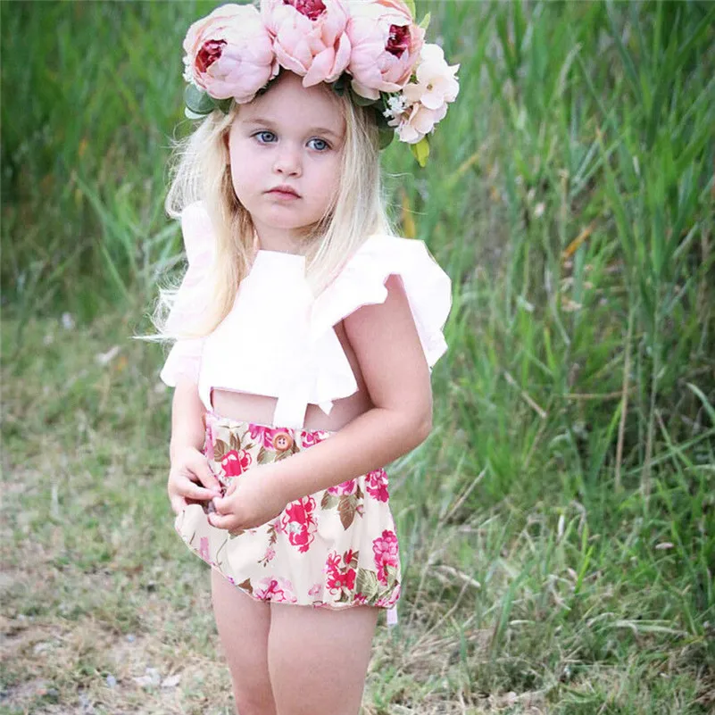 GRNSHTS Baby Kids Girls Flower Print Buttons Ruffles Backless Romper Summer Princess Children Set 0-24months
GRNSHTS Baby Kids Girls Flower Print Buttons Ruffles Backless Romper Summer Princess Children Set 0-24months