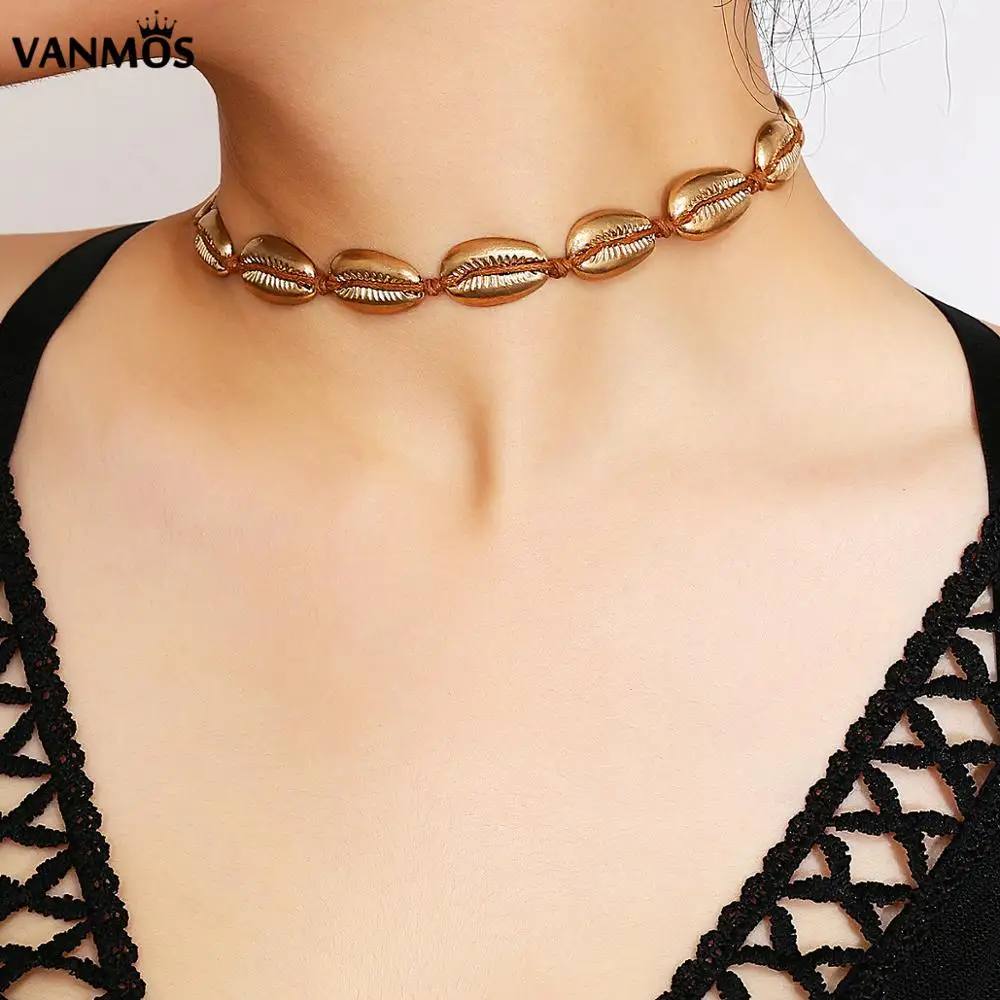 Vanmos Bohemia Vintage Summer Beach Metal Shell Pendant Choker Necklace Gold Color Necklace Rope Chain Neck Jewelry for Women
Vanmos Bohemia Vintage Summer Beach Metal Shell Pendant Choker Necklace Gold Color Necklace Rope Chain Neck Jewelry for Women