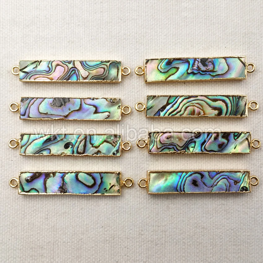 WT-C145 HOT shape wholesale natural long bar abalone connector pendant 24k gold pated trim double loops abalone bar pendant
WT-C145 HOT shape wholesale natural long bar abalone connector pendant 24k gold pated trim double loops abalone bar pendant