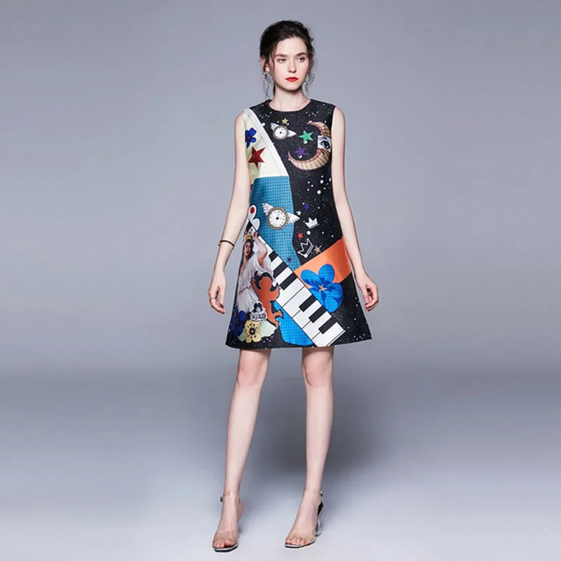 Fashion Designer Runway Angel starry sky Mini Dress 2019 Summer Women Vintage Printed O-Neck Sleeveless Loose Straight Dress
Fashion Designer Runway Angel starry sky Mini Dress 2019 Summer Women Vintage Printed O-Neck Sleeveless Loose Straight Dress