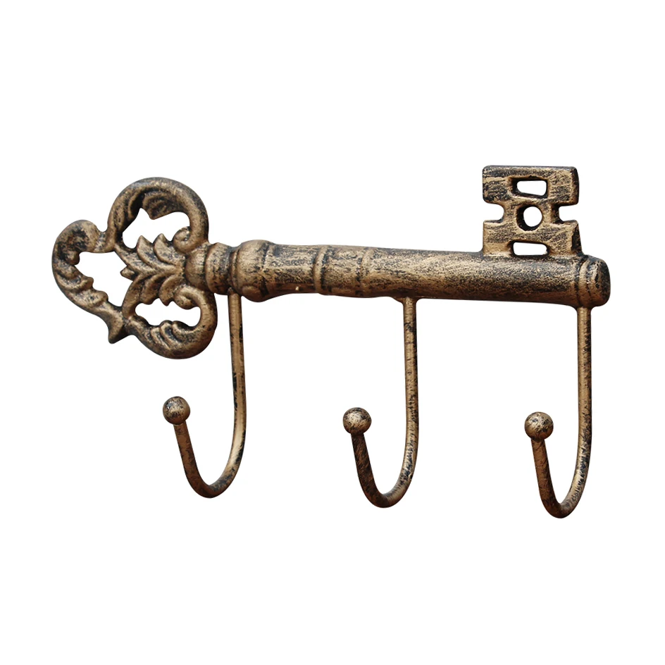Antique Bronze Gold Color Key Design Cast Iron Wall Hook