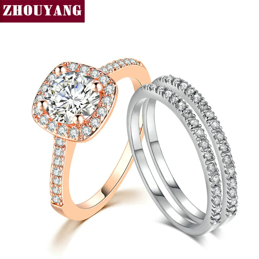 ZHOUYANG Engagem Wedding Ring Sets For Women Classic Round Cut AAA+ CZ Rose Color Fashion Jewelry Chirstmas Gift SR560
ZHOUYANG Engagem Wedding Ring Sets For Women Classic Round Cut AAA+ CZ Rose Color Fashion Jewelry Chirstmas Gift SR560