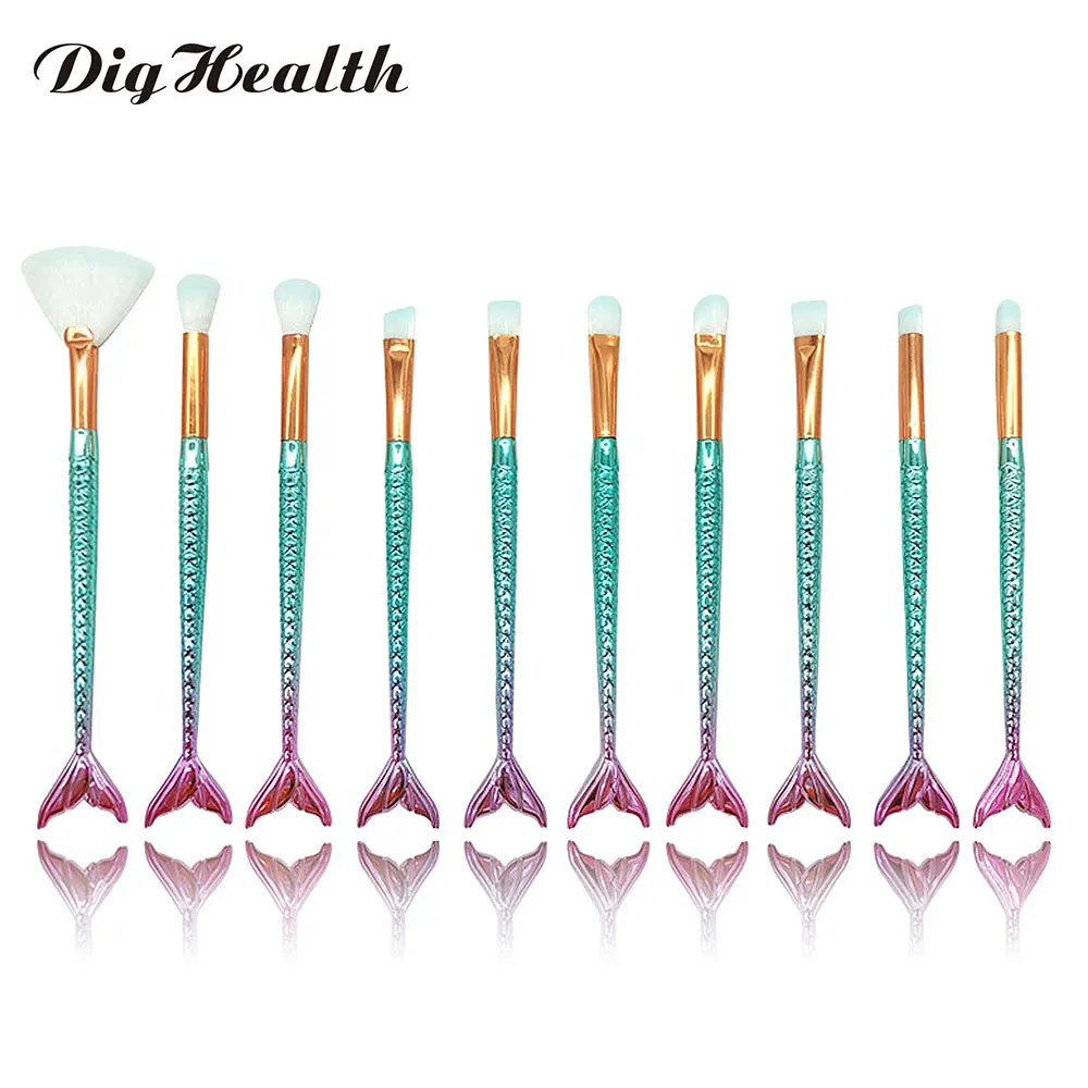 10PCS Mermaid Makeup Brushes Sets Kits Foundation Eyeshadow Eyebrow Eyeliner Blush Fish Tail Make Up Brushes Tools
10PCS Mermaid Makeup Brushes Sets Kits Foundation Eyeshadow Eyebrow Eyeliner Blush Fish Tail Make Up Brushes Tools