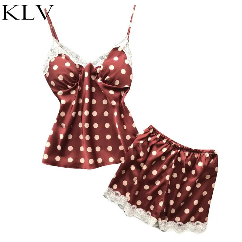 Women Summer Faux Silk Sexy Pajamas Set Vintage Polka Dot Printed Deep V-Neck Camisole Tank Top Loose Floral Lace Patchwork
Women Summer Faux Silk Sexy Pajamas Set Vintage Polka Dot Printed Deep V-Neck Camisole Tank Top Loose Floral Lace Patchwork