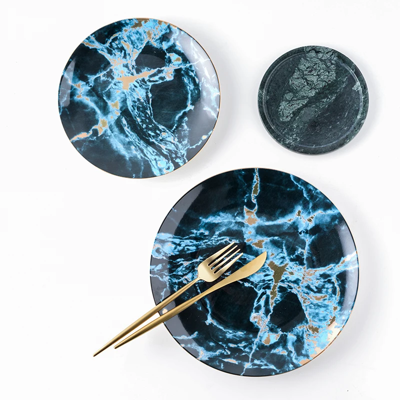Nordic 8 inch 10 inch gold inlaid marble ceramic plate unique cutlery set dessert fruit plate wholesale tableware cake tray
Nordic 8 inch 10 inch gold inlaid marble ceramic plate unique cutlery set dessert fruit plate wholesale tableware cake tray