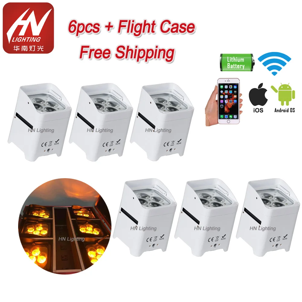 6pcs with flycase dj lights 4x18w 6-in-1 rgbwa+uv led battery uplight par stage light for bar dj wedding uplights
6pcs with flycase dj lights 4x18w 6-in-1 rgbwa+uv led battery uplight par stage light for bar dj wedding uplights