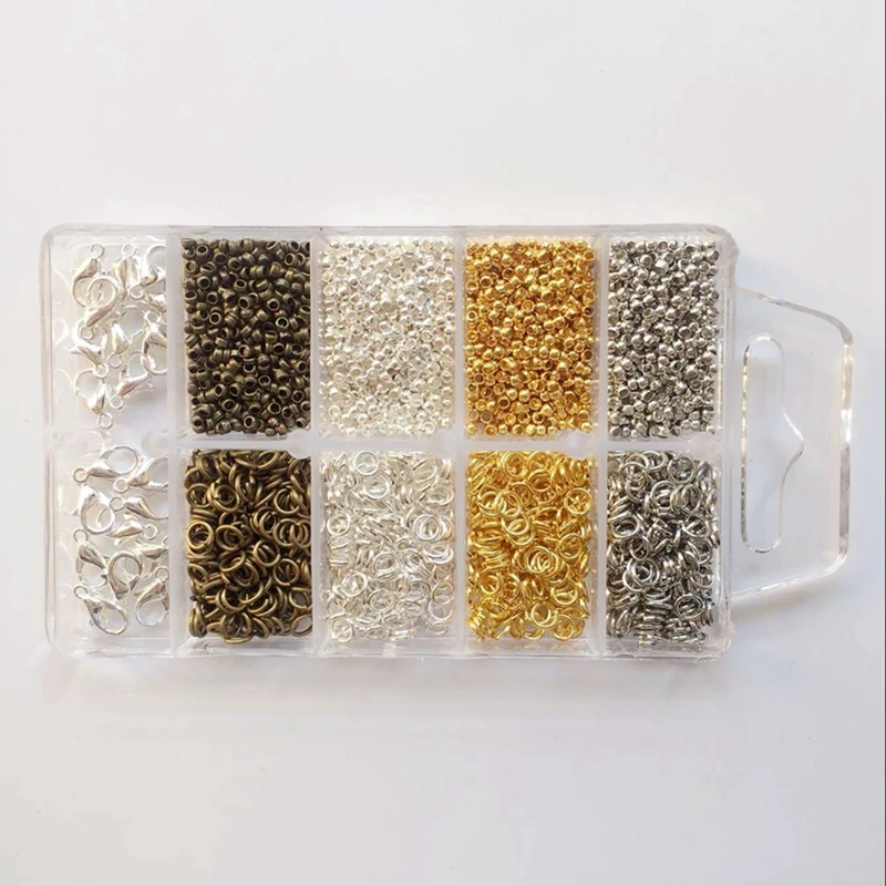 Crimp Jump Rings Lobster Clasps 2500Pcs/Set Mix Styles Mix Colors End Beads Jewelry Findings& Accessories
Crimp Jump Rings Lobster Clasps 2500Pcs/Set Mix Styles Mix Colors End Beads Jewelry Findings& Accessories