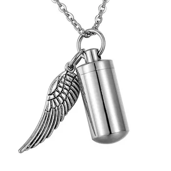 High Polished 28mm/38mm/48mm*11mm Stainless Steel Cylinder With Wing Memorial Urn Pendant Ashes Holder Cremation Necklace 
High Polished 28mm/38mm/48mm*11mm Stainless Steel Cylinder With Wing Memorial Urn Pendant Ashes Holder Cremation Necklace