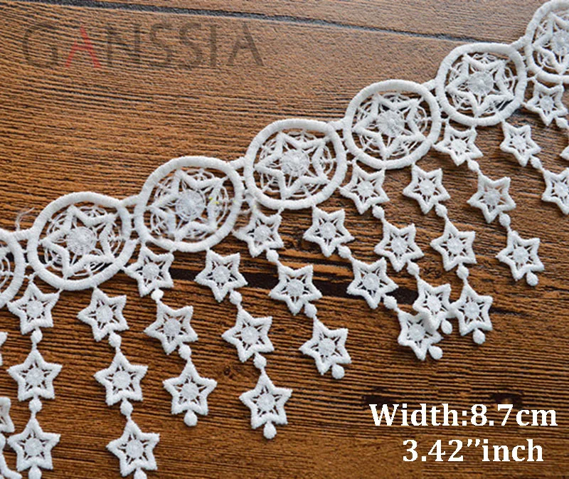 1yard Width:8.7cm Ivory white color Exquisite star tassel design lace accessories Water-soluble embroidery lace (ss-343)
1yard Width:8.7cm Ivory white color Exquisite star tassel design lace accessories Water-soluble embroidery lace (ss-343)