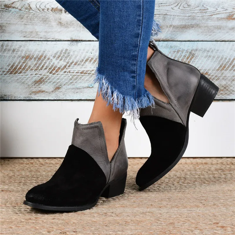 2019 Women Chunky Heel Slip-on Fashion Boots Leather Patchwork Ankle Boots Autumn Short Retro Booties Large Size 41 42 43
2019 Women Chunky Heel Slip-on Fashion Boots Leather Patchwork Ankle Boots Autumn Short Retro Booties Large Size 41 42 43