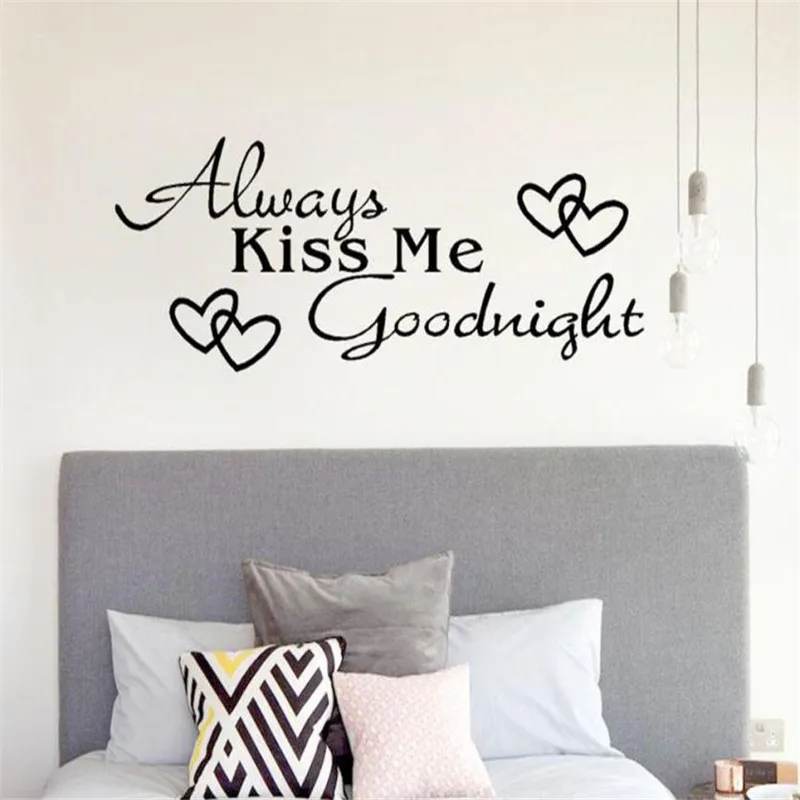 1pc Romantic Mural Love Vinyl Wall Stickers Bedroom Quotes decals Always Kiss Me Goodnight Home Decoration Wall Art Decor july31
1pc Romantic Mural Love Vinyl Wall Stickers Bedroom Quotes decals Always Kiss Me Goodnight Home Decoration Wall Art Decor july31