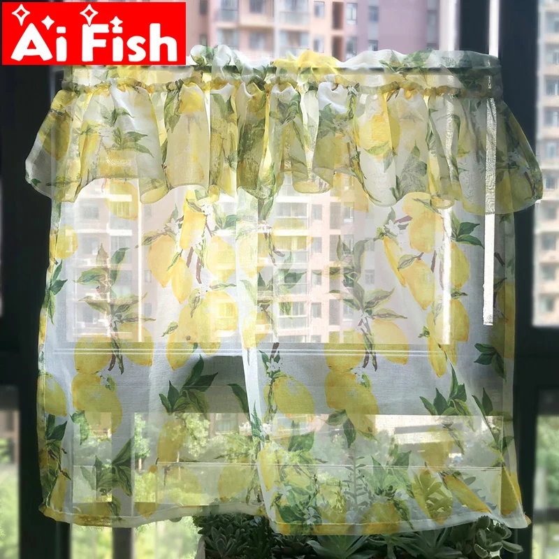 Pastoral Style Yellow Lemon lace Print Kitchen Decoration Short Curtain Screen Tulle Drape Curtain For Living Room Bay Window #4
Pastoral Style Yellow Lemon lace Print Kitchen Decoration Short Curtain Screen Tulle Drape Curtain For Living Room Bay Window #4