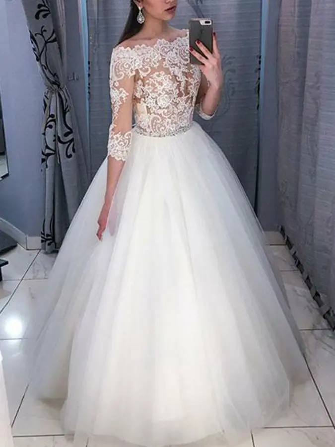 Off-The-Shoulder 3/4 Length Sleeves Appliques Wedding Dresses 2020 New Dress Vestidos De Noiva Bride Dresses robe de mariage
Off-The-Shoulder 3/4 Length Sleeves Appliques Wedding Dresses 2020 New Dress Vestidos De Noiva Bride Dresses robe de mariage