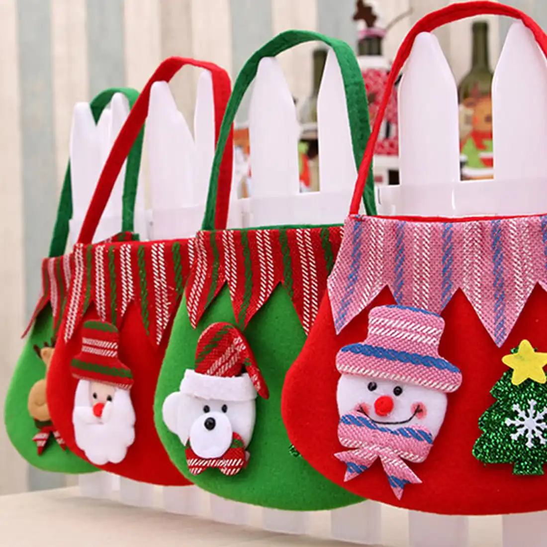 sdr chrismas santa claus kids candy gift bags handbag pouch