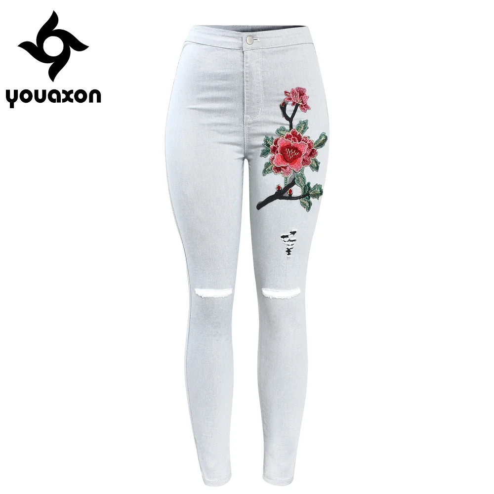 2112 Youaxon High Waist Ripped Knees Floral Jeans With Embroidery Woman Stretchy Denim Pants Trousers For Women Skinny Jeans
2112 Youaxon High Waist Ripped Knees Floral Jeans With Embroidery Woman Stretchy Denim Pants Trousers For Women Skinny Jeans
