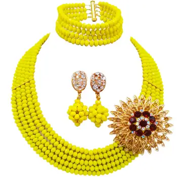 Majalia Classic Fashion Nigeria Wedding Africa Beads Jewelry Set Opaque yellow Necklace Bracelet Bridal Jewelry Sets MH-02
Majalia Classic Fashion Nigeria Wedding Africa Beads Jewelry Set Opaque yellow Necklace Bracelet Bridal Jewelry Sets MH-02