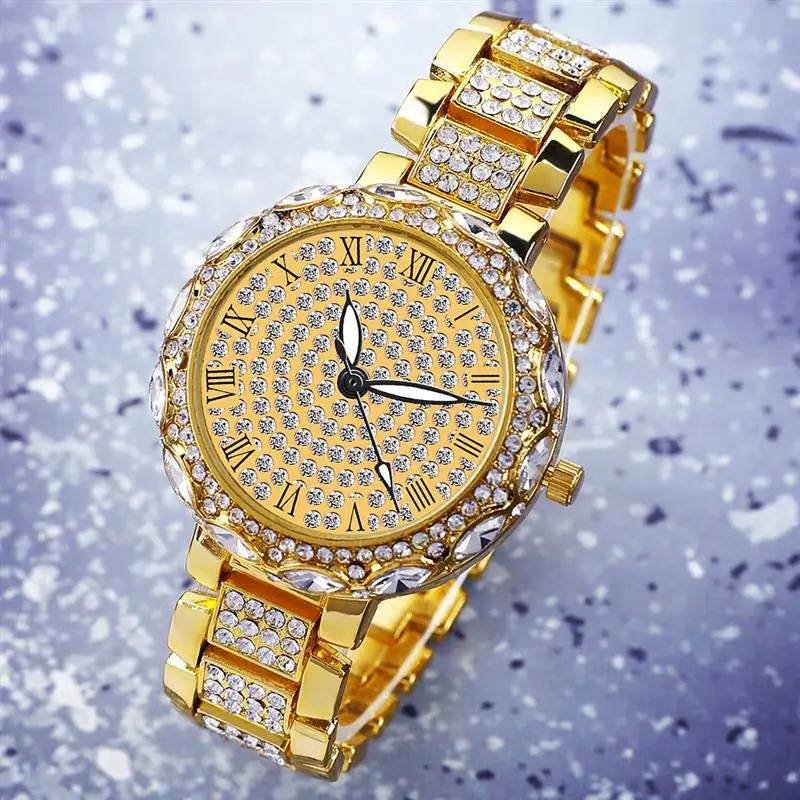 New Fashion Women Luxury Diamond Watch Gold Stainless Steel Analog Quartz Wristwatch Ladies Elegant Business Watches Bling Clock
New Fashion Women Luxury Diamond Watch Gold Stainless Steel Analog Quartz Wristwatch Ladies Elegant Business Watches Bling Clock