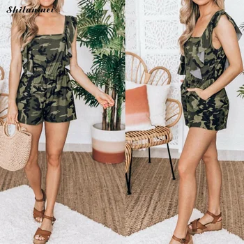 Camouflage Green Cotton Women Romper Ruffles Sleeveless Tops And Shorts Jumpsuits Sexy Tank Straight Playsuits Casual Overalls
Camouflage Green Cotton Women Romper Ruffles Sleeveless Tops And Shorts Jumpsuits Sexy Tank Straight Playsuits Casual Overalls