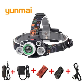 Powerful 5 NEW Led headlamp XM L T6 Q5 Headlight 15000 lumens Head Lamp Camp Hike Frontale Flashlight Fishing Hunting Lights