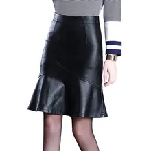 Женская Кожаная мини юбка с завышенной талией модель C3914|leather pencil