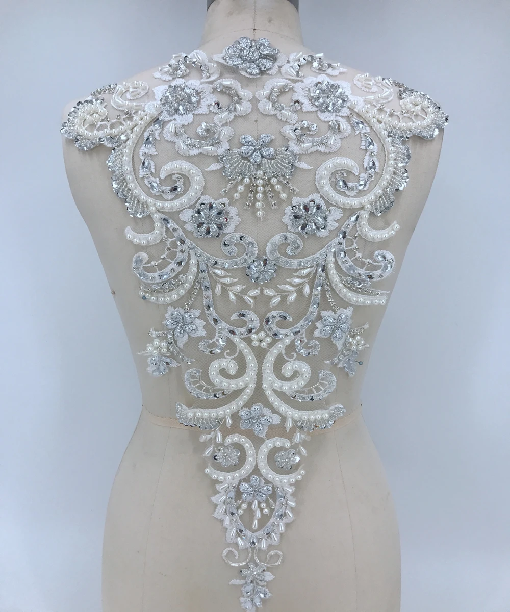 handmade sew on silver /ivory rhinestones applique crystals trim patches 54*33cm for dress DIY accessories
handmade sew on silver /ivory rhinestones applique crystals trim patches 54*33cm for dress DIY accessories