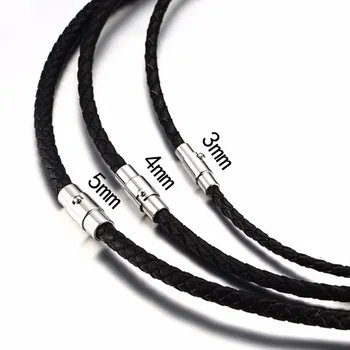 Black Braided Cord Rope Man Made Leather Necklace for Men Choker Silver Color Stainless Steel Clasp 3/4/5mm Men Necklace
Black Braided Cord Rope Man Made Leather Necklace for Men Choker Silver Color Stainless Steel Clasp 3/4/5mm Men Necklace