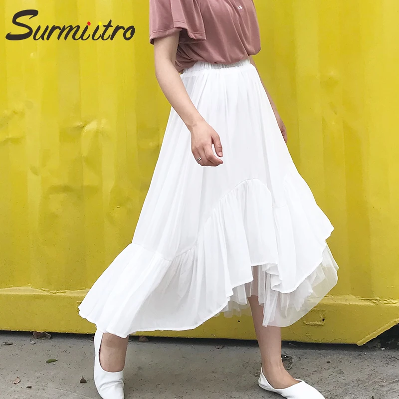 Surmiitro White Black Irregular Midi Skirt Women 2019 Fashion Korean Solid High Waist Sun School Skirt Female
Surmiitro White Black Irregular Midi Skirt Women 2019 Fashion Korean Solid High Waist Sun School Skirt Female
