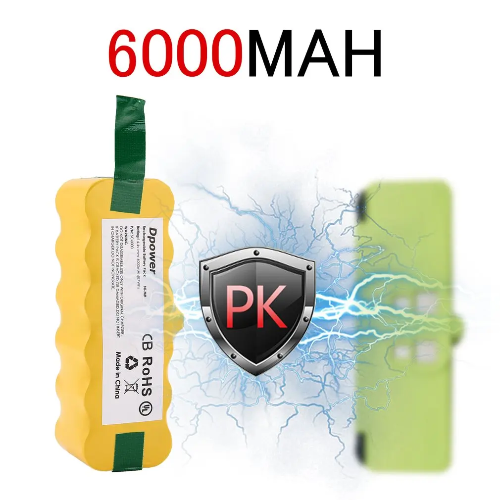 Long Life Dust Cleaning Sweeper 14.4V 6000mAh Ni-MH Rechargeable Replacement Battery Suitable for Irobot Roomba Vacuum Cleaner
Long Life Dust Cleaning Sweeper 14.4V 6000mAh Ni-MH Rechargeable Replacement Battery Suitable for Irobot Roomba Vacuum Cleaner