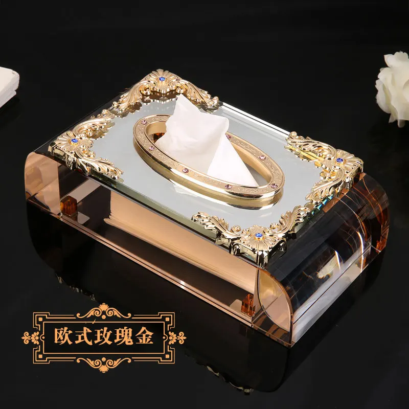 High-grade crystal tissue box creative paper towel holder household tray European-style living room storage box
High-grade crystal tissue box creative paper towel holder household tray European-style living room storage box