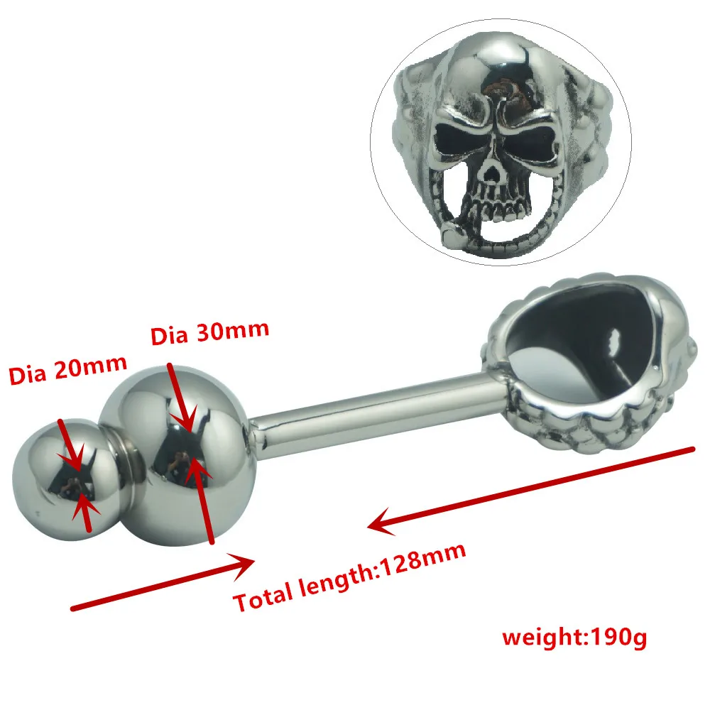 Length 128mm new design Skull head stainless steel anal butt plug with cock ring metal two anal beads fetish insert sex toys 1 Length 128mm new design Skull head stainless steel anal butt plug with cock ring metal two anal beads fetish insert sex toys 1