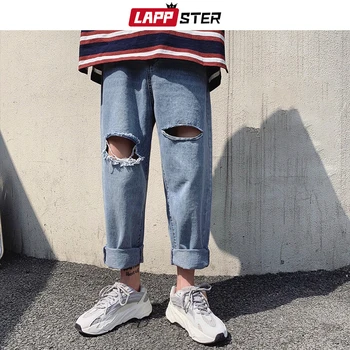 LAPPSTER Ripped Jeans For Men Summer Streetwear 2020 Mens Distressed Harem Pants Blue Jeans Designer Clothes Punk Denim Pants
LAPPSTER Ripped Jeans For Men Summer Streetwear 2020 Mens Distressed Harem Pants Blue Jeans Designer Clothes Punk Denim Pants