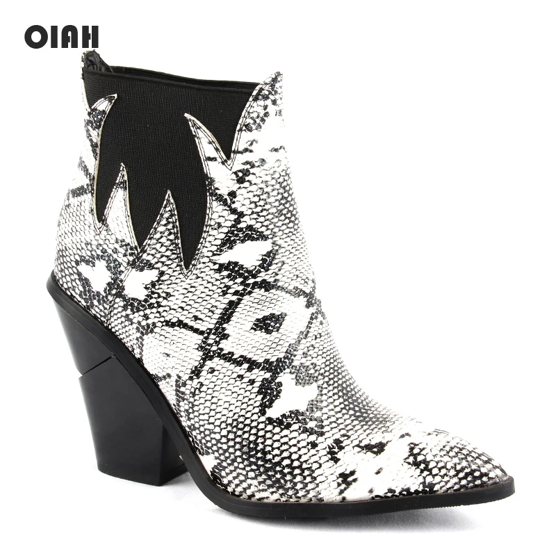 Brand Design Snake Skin PU Leather Boots Woman Pointed Toe High Heel Ankle Boots Chelsea Boots Autumn Winter Women Sexy Bootie
Brand Design Snake Skin PU Leather Boots Woman Pointed Toe High Heel Ankle Boots Chelsea Boots Autumn Winter Women Sexy Bootie