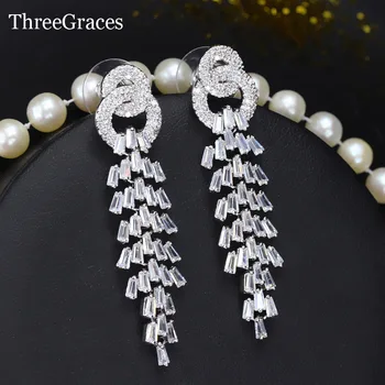 ThreeGraces Dazzling Design 6 CM Dropping Cubic Zirconia Stone Bridal Wedding Earrings Jewelry With Long Tassel Crystal ER010
ThreeGraces Dazzling Design 6 CM Dropping Cubic Zirconia Stone Bridal Wedding Earrings Jewelry With Long Tassel Crystal ER010
