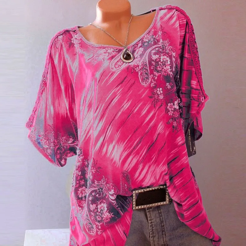 O Neck Floral Print Loose Blouses Spring S-5XL Plus Size Women Tops Summer Short Sleeve Casual Lace Fashion Tops Shirts Blouses
O Neck Floral Print Loose Blouses Spring S-5XL Plus Size Women Tops Summer Short Sleeve Casual Lace Fashion Tops Shirts Blouses