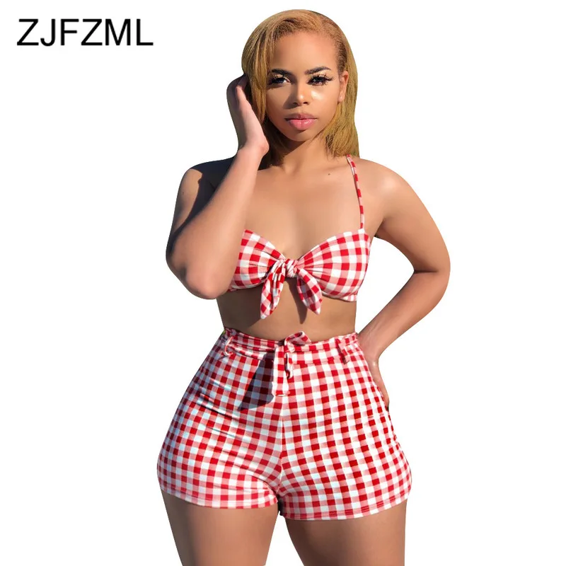 Plaid Print Sexy 2 Piece Outfits For Women Spaghetti Strap Backless Crop Top+Bodycon Shorts Sweat Suits Two Piece Matching Set
Plaid Print Sexy 2 Piece Outfits For Women Spaghetti Strap Backless Crop Top+Bodycon Shorts Sweat Suits Two Piece Matching Set