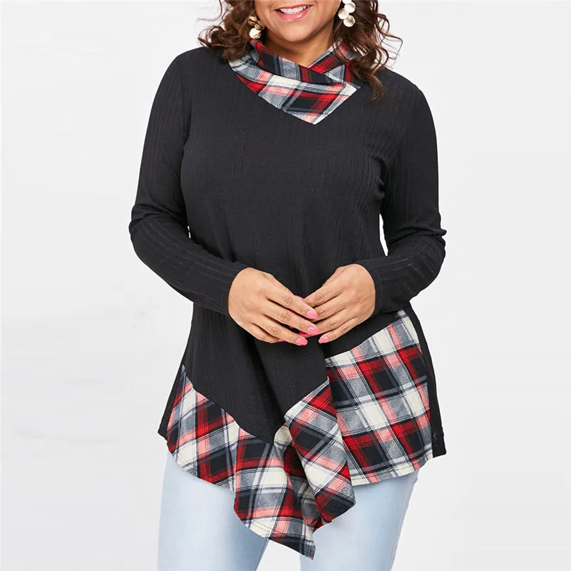 KWAN_Fashion vogue Plaid Print Color long sleeve shirt women plus size casual Block Asymmetric Patchwork cotton tshirt femme 2#
KWAN_Fashion vogue Plaid Print Color long sleeve shirt women plus size casual Block Asymmetric Patchwork cotton tshirt femme 2#