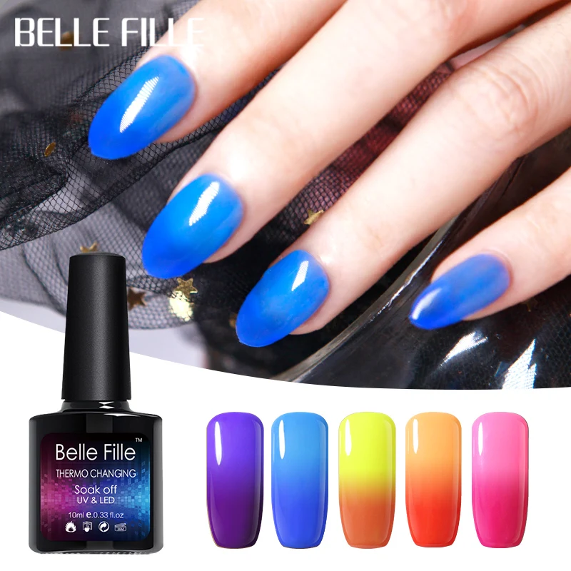 Belle Fille UV Gel Nail Polish Varnish Lacquer Liquid Thermal Temperature Color Changing 10ml | Красота и здоровье