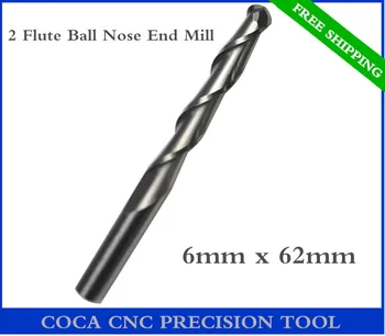 6mm*62mm,Freeshipping CNC Solid carbide woodworking insert router bit,Tungsten end mill,2 flute ball nose milling cutter,MDF
6mm*62mm,Freeshipping CNC Solid carbide woodworking insert router bit,Tungsten end mill,2 flute ball nose milling cutter,MDF