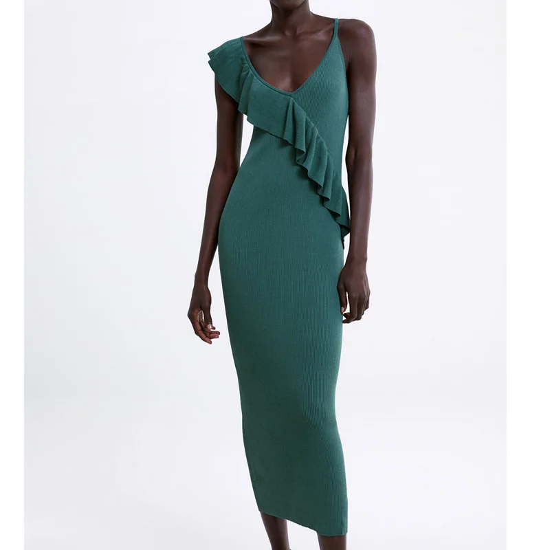 Sexy Spaghetti straped Long Dresses Womens Deep V neck Summer Dress Cascading Ruffles Backless Knitted Dress Femme Vestidos ET2
Sexy Spaghetti straped Long Dresses Womens Deep V neck Summer Dress Cascading Ruffles Backless Knitted Dress Femme Vestidos ET2