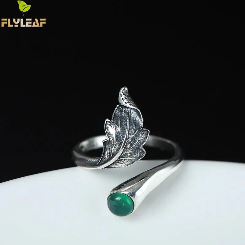 925 Sterling Silver Natural jade Feather Leaves Open Rings For Women Vintage Chinese Style Jewelry Flyleaf
925 Sterling Silver Natural jade Feather Leaves Open Rings For Women Vintage Chinese Style Jewelry Flyleaf