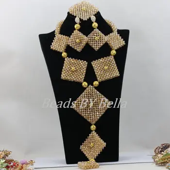 African Wedding Beads Necklace Jewelry Set Champagne Gold Crystal Jewelry Set Nigerian Bridal Lace Jewlery Free Shipping ABF480
African Wedding Beads Necklace Jewelry Set Champagne Gold Crystal Jewelry Set Nigerian Bridal Lace Jewlery Free Shipping ABF480