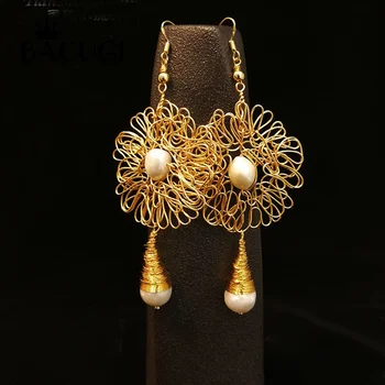 14KGF Handmade Long Natural Freshwater Pearl Gold Color Dangle Earring for Women
14KGF Handmade Long Natural Freshwater Pearl Gold Color Dangle Earring for Women