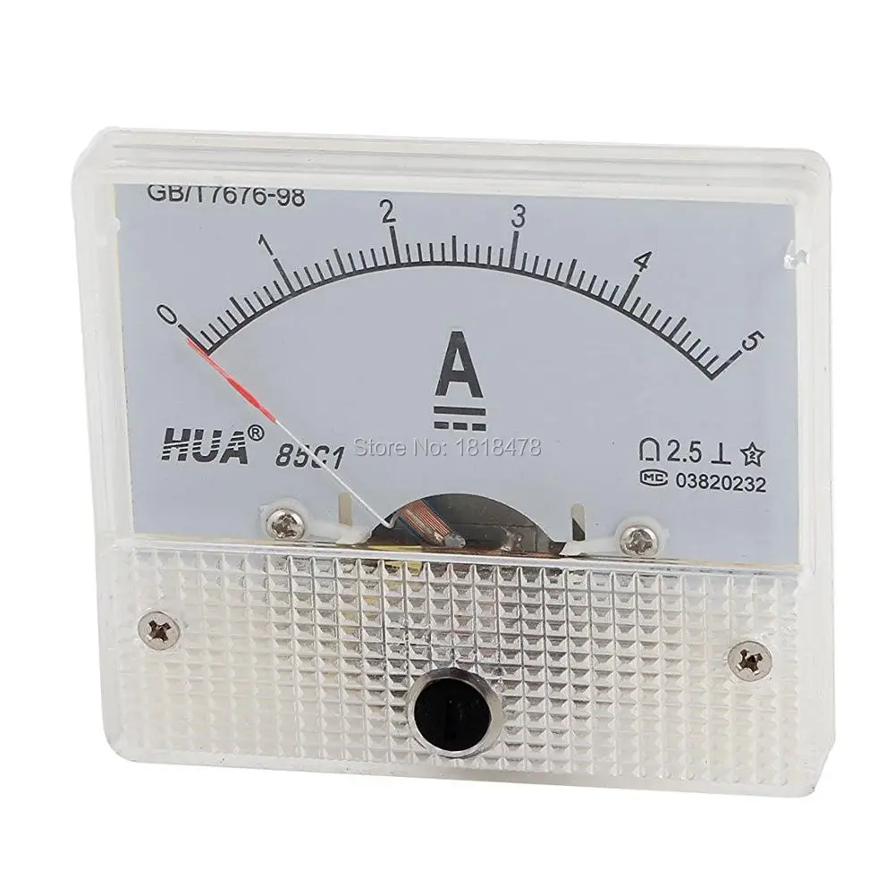 85C1-5A Analog Current Panel Meter DC 0-5A 1A 2A 3A 5A 10A 15A 20A Ammeter Ampere Tester Gauge 64*56mm
85C1-5A Analog Current Panel Meter DC 0-5A 1A 2A 3A 5A 10A 15A 20A Ammeter Ampere Tester Gauge 64*56mm