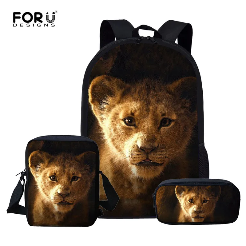 FORUDESIGNS/комплект школьных сумок с изображением Льва для мальчиков легкие рюкзаки