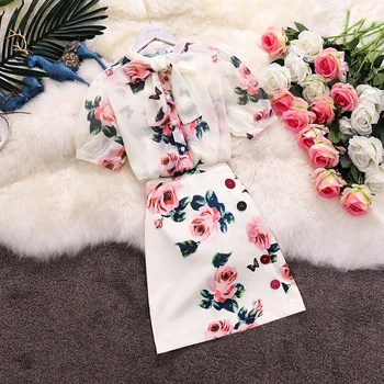 TAOVK Female Vintage Flower Printed O-Neck Lantern Sleeve Chiffon Shirt + High Waist A-Line Skirt Two Piece Set
TAOVK Female Vintage Flower Printed O-Neck Lantern Sleeve Chiffon Shirt + High Waist A-Line Skirt Two Piece Set