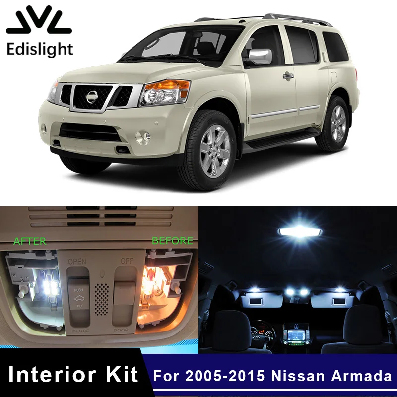 Edislight 12Pcs White Ice Blue LED Lamp Car Bulbs Interior Package Kit For 2005-2015 Nissan Armada Map Dome Door Plate Light
Edislight 12Pcs White Ice Blue LED Lamp Car Bulbs Interior Package Kit For 2005-2015 Nissan Armada Map Dome Door Plate Light